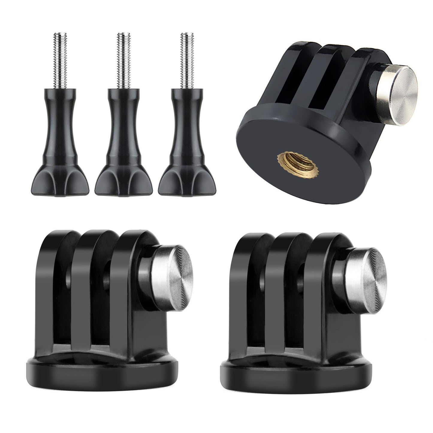 GEPULY 6PCS Mini Tripod Mount Adapter, Anti-Rust 316 Stainless Steel, 1/4-20 Thumbscrew for GoPro 13/12/11/10/9, DJI OSMO AKASO Insta360 Action Camera