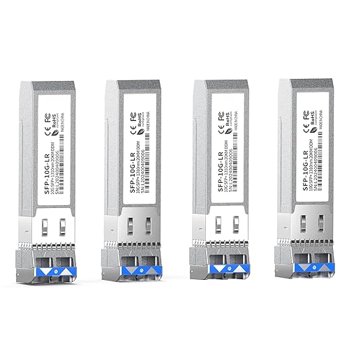 4Pack SFP+ LC 10GBase-LR Transceiver - 10G Single Mode Module, Compatible with Cisco SFP-10G-LR, Ubiquiti UF-SM-10G, Meraki, Mikrotik, Netgear, Aruba
