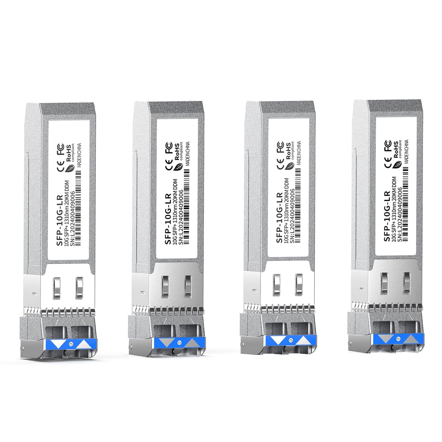 4Pack SFP+ LC 10GBase-LR Transceiver - 10G Single Mode Module, Compatible with Cisco SFP-10G-LR, Ubiquiti UF-SM-10G, Meraki, Mikrotik, Netgear, Aruba