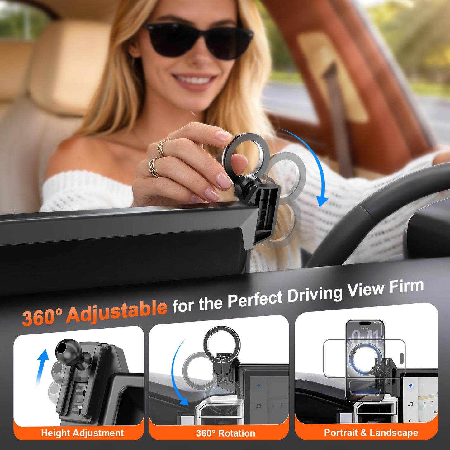 Car Phone Mount for Toyota Tundra 2022 2023 2024 2025 2026 & Sequoia 2023-2026: Magnetic Cell Phone Holder for 3rd Gen Toyota 14-Inch Screen
