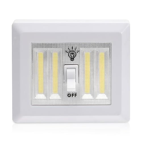 AlltroLite LED Closet Light Switch | 400 Lumen Wireless Battery Powered COB Night Light | Stick On Magnetic Battery Lights for Under Cabinet, Shelf