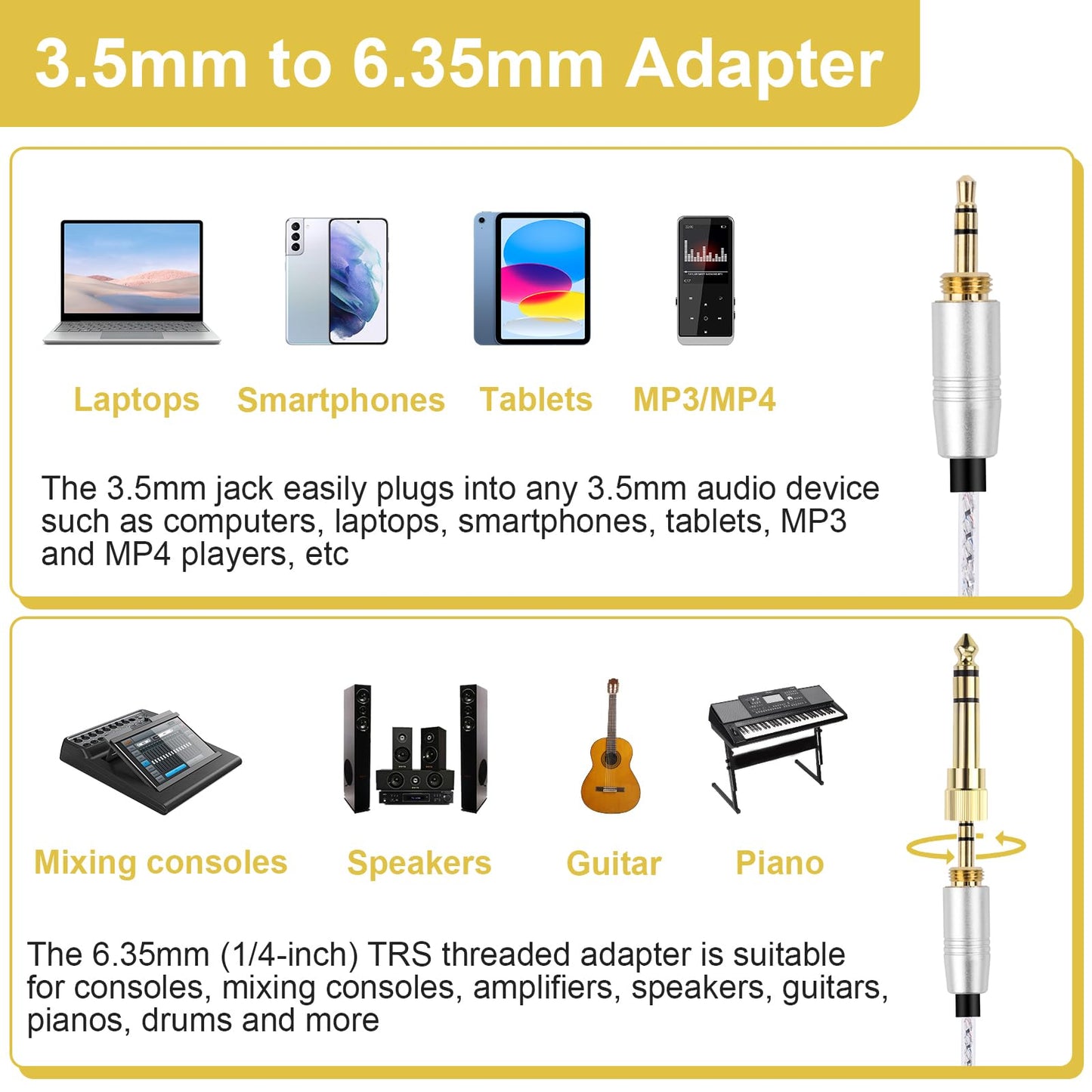 Zosvoses Focal Headphone Cable Compatible with Focal Elear, Elegia, Clear, Stellia, Celestee Headphones, Replacement Audio Cable with 6.35mm Adapter…