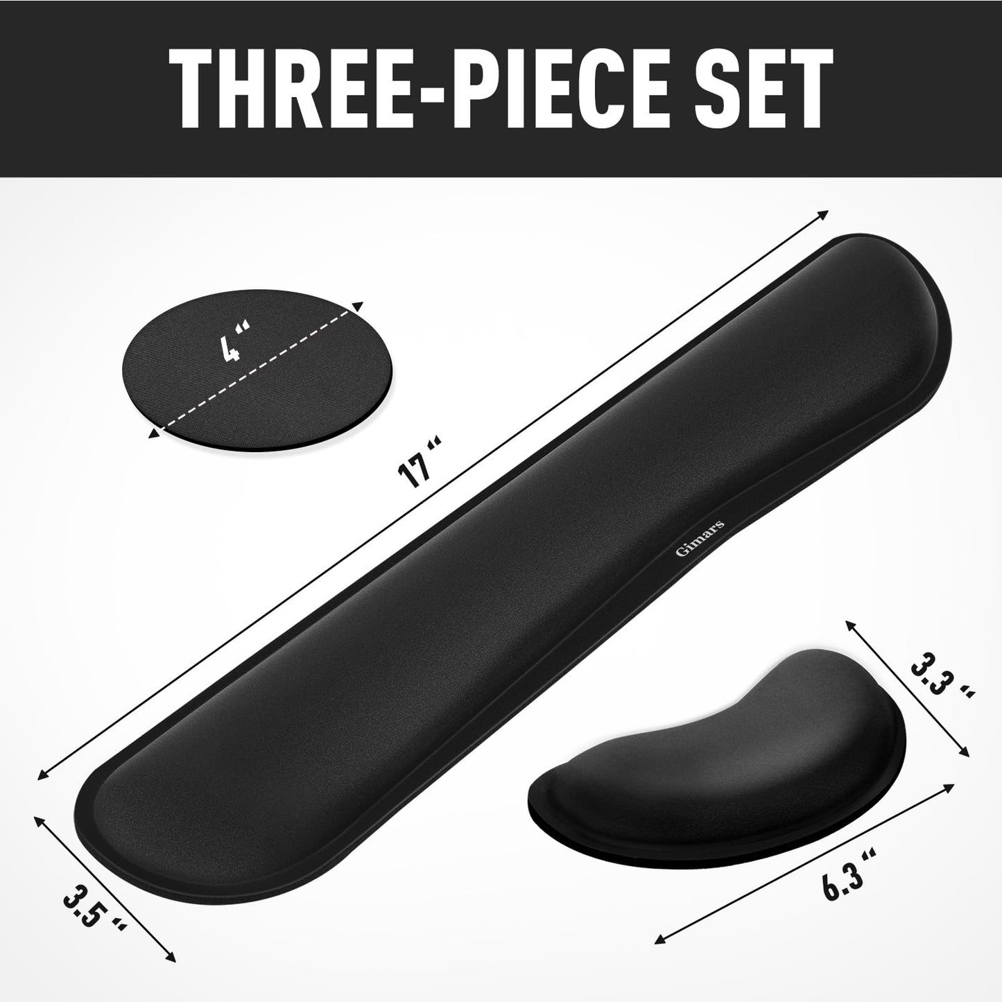 Gimars Upgrade Enlarge Silky and Superfine Fabric Gel Memory Foam Keyboard Wrist Rest Set, Ergonomic Keyboard Mouse Wrist Support for Typing Pain