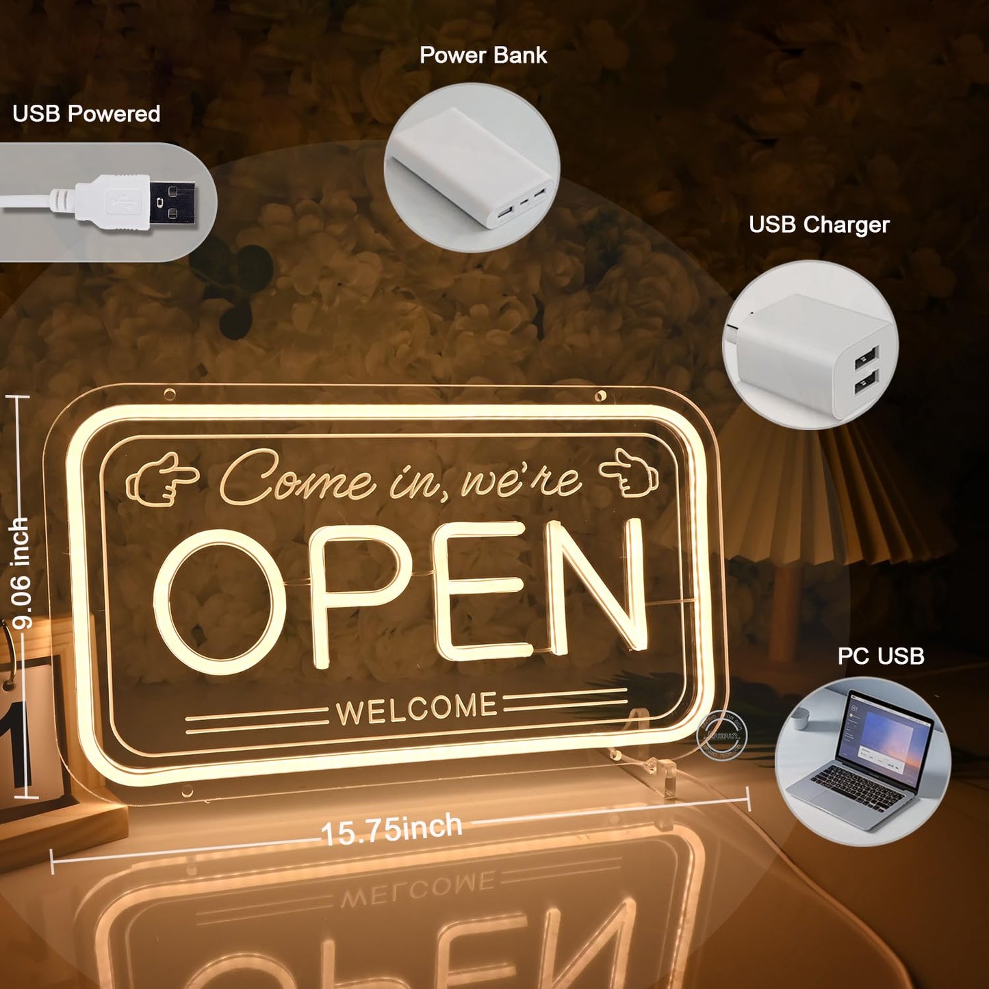 Britrio LED Open Sign for Shop Window Display, Bright Open Neon Sign LED Light for Business Cafe Bar Restaurant Barber Shop Beauty Salon Tattoo Studio
