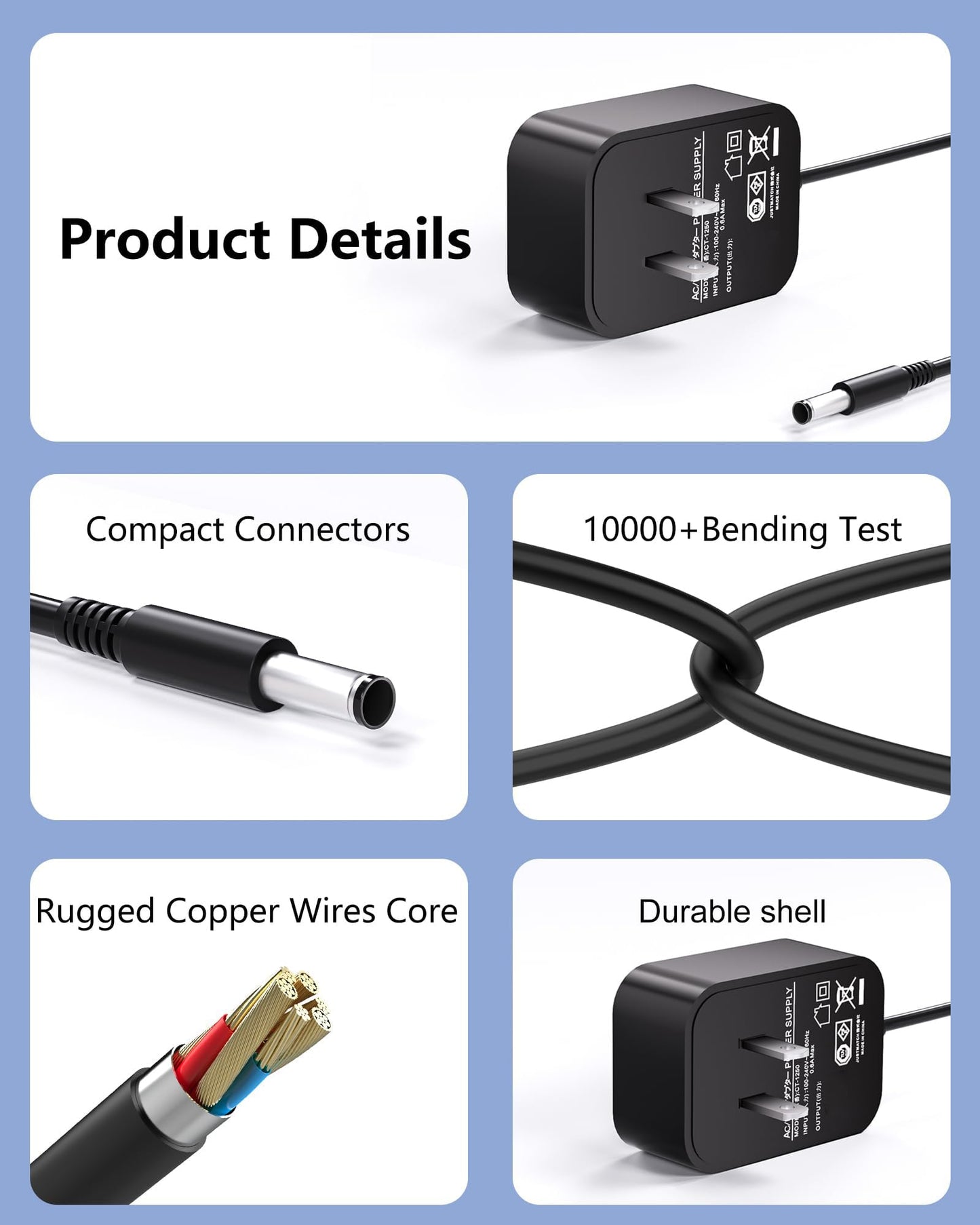 vhbw for RENPHO DC 9V 1A Power Adapter AC Adapter 100V-240V 50-60Hz 9V Adapter Power Supply for Arduino UNO MEGA, US Plug 5.5mm x 2.1mm & 2.5mm