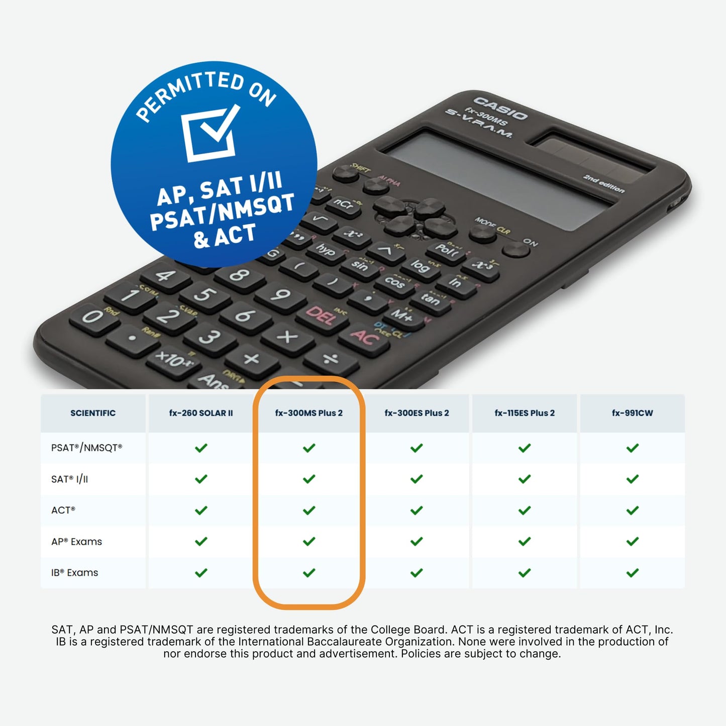 Casio fx-300MS Plus 2nd Edition - Standard Scientific Calculator with 2-Line Display | 10-Digit LCD, Trig, Stats, Fractions | Ideal for High School
