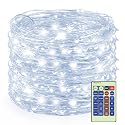Decute 300Led 99FT Silver Wire Christmas Fairy String Lights Dimmable with Remote Control Starry Lights with UL Cerficated Decorative for Party