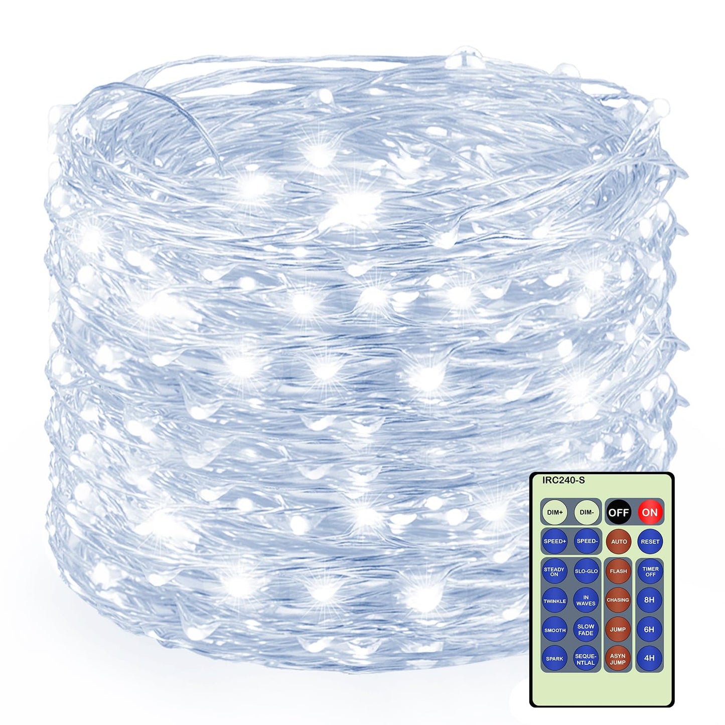 Decute 300Led 99FT Silver Wire Christmas Fairy String Lights Dimmable with Remote Control Starry Lights with UL Cerficated Decorative for Party