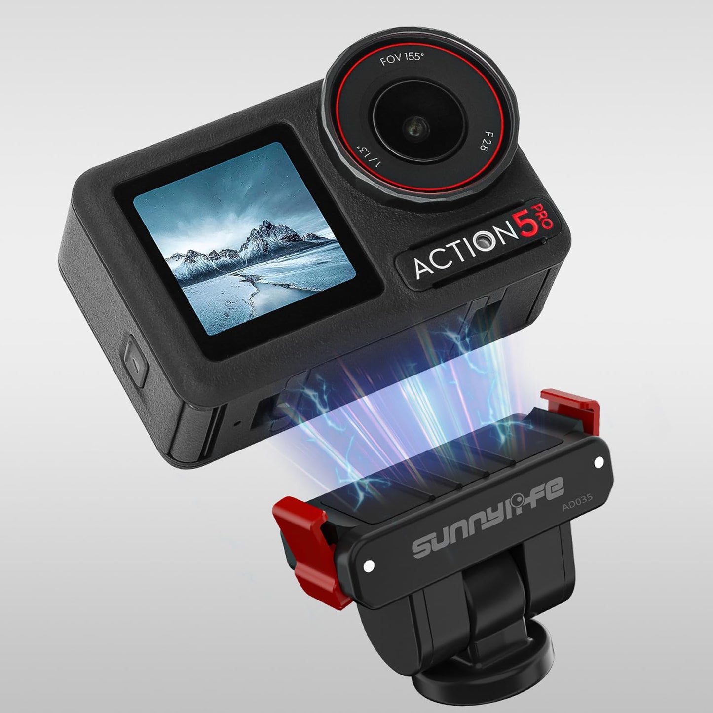 Honlyn Magnetic Quick Release Adapter for DJI OSMO 360/ACTION 5Pro/4/3/2, 1/4 Expansion Piece Rotation Adjustable Cold Boot Gimbal Base Expansion