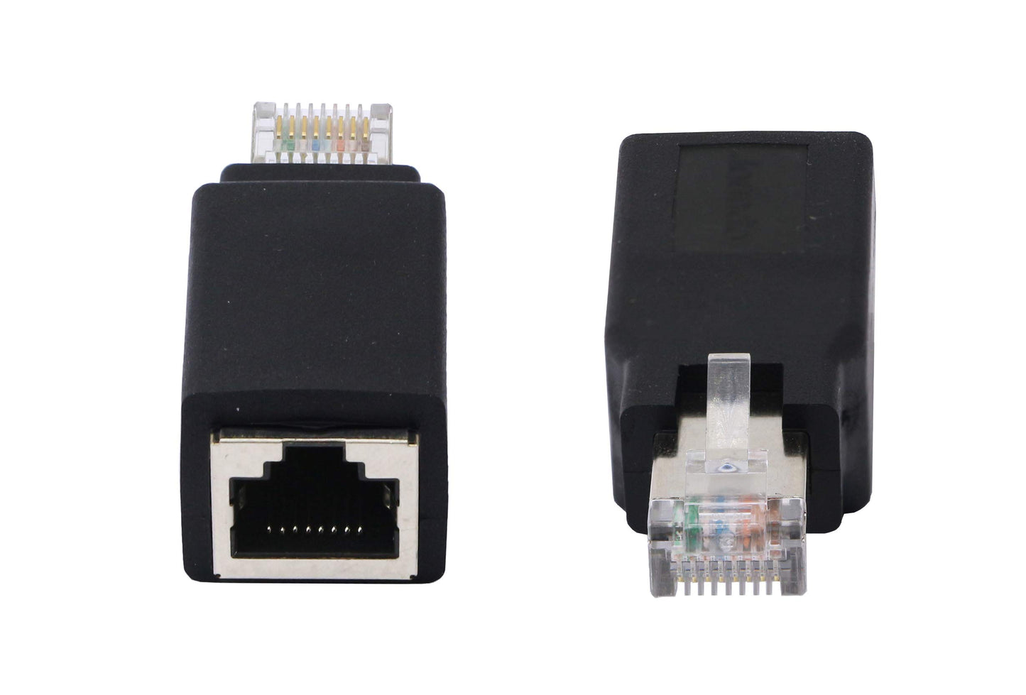 CERRXIAN RJ45 Ethernet LAN Male to Female Cat5 / Cat5e / Cat6 Crossover Adapter(2-Pack),Black (Straight)