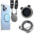 condgood Phone Lanyard, Magnetic Cell Phone Lanyard Compatible with MagSafe, 2 Pick Iron Sheet, Adjustable Length Neck Strap (Black)