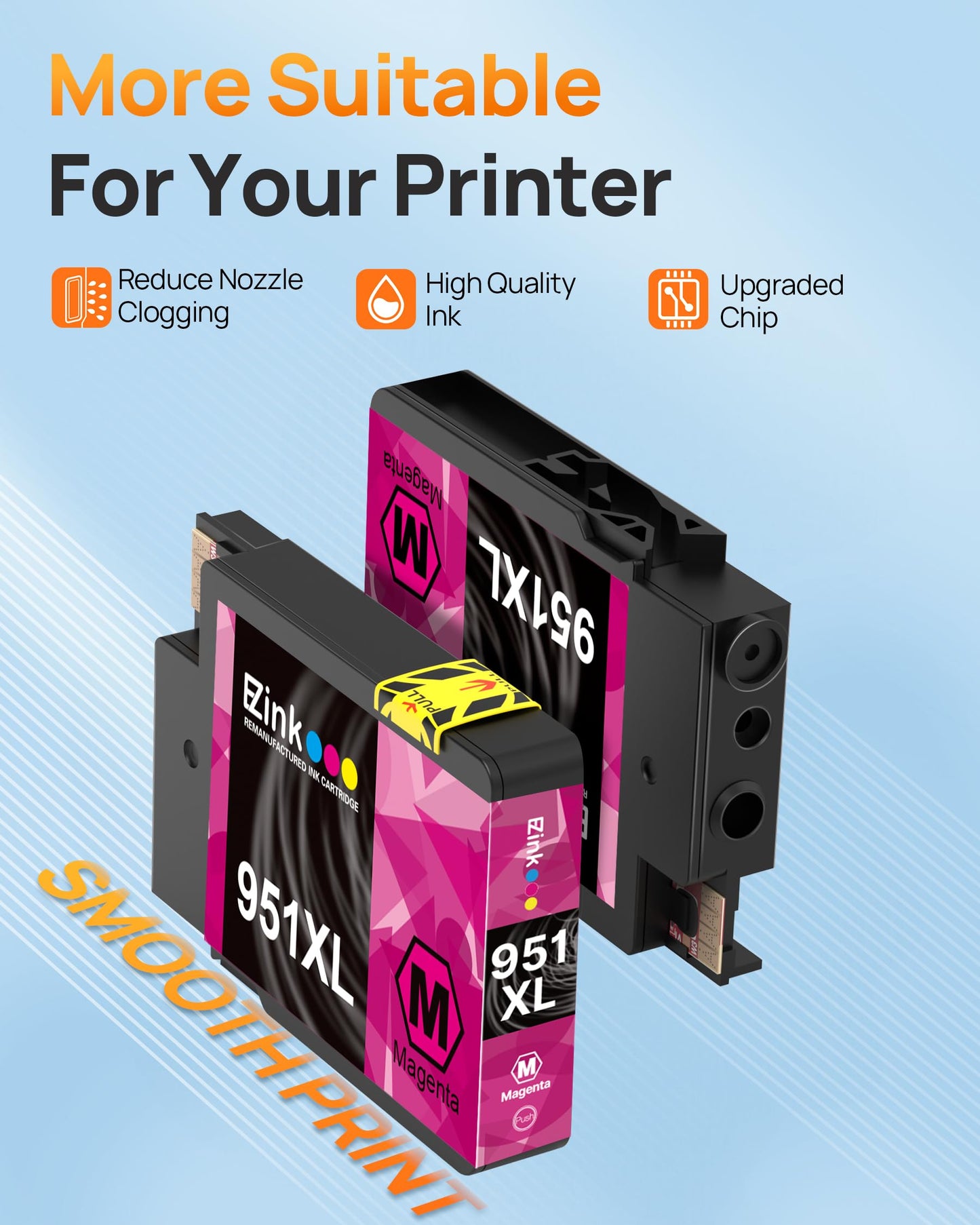 E-Z Ink Compatible Ink Cartridge Replacement for HP 951XL 951 XL to use with OfficeJet Pro 8100 8610 8600 8615 8620 8625 276dw 251dw Printer (Magenta