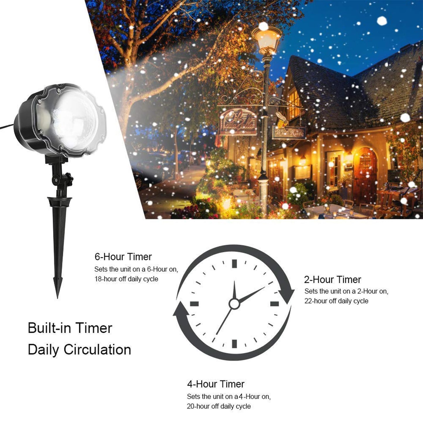 Borelor Snowfall LED Lights IP65 Waterproof Mini Christmas Snowflake Projector Lamp Indoor Outdoor New Year Decoration Light with RF Remote