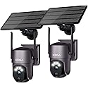 Xega 2 Pack Security Camera Wireless Outdoor 2K 360° PTZ Camera Solar Security Cameras 2.4G WiFi Video Surveillance w/Spotlight & Siren, Color Night