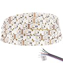SuperlightingLED 12V RGB+W Zigzag LED Light Strip for Signage, 16.4Ft 240 LEDs 5050 SMD Bright Color-Changing RGB+4000K Flexible S-Shaped Fully