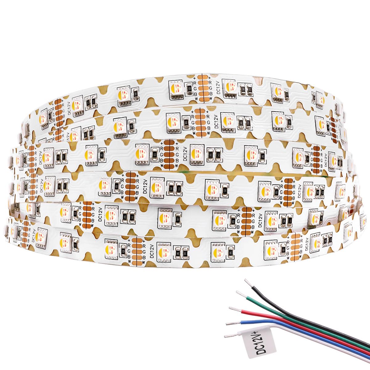 SuperlightingLED 12V RGB+W Zigzag LED Light Strip for Signage, 16.4Ft 240 LEDs 5050 SMD Bright Color-Changing RGB+4000K Flexible S-Shaped Fully