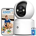 Battery Powered pet camera,true Wireless Indoor Camera, 4MP 2.5K WiFi Camera with Color Night Vision, 355° Pan Tilt, Motion Detection, 2-Way Audio