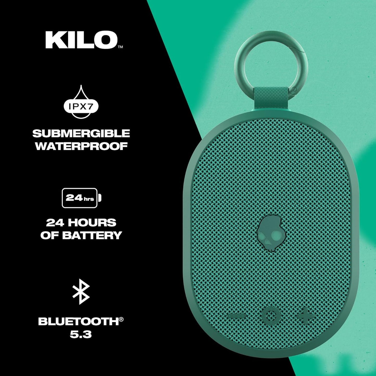 Skullcandy Kilo XT Wireless Bluetooth Speaker - IPX7 Waterproof Mini Bluetooth Speaker with 24 Hour Battery, Downward Firing Passive Radiator,