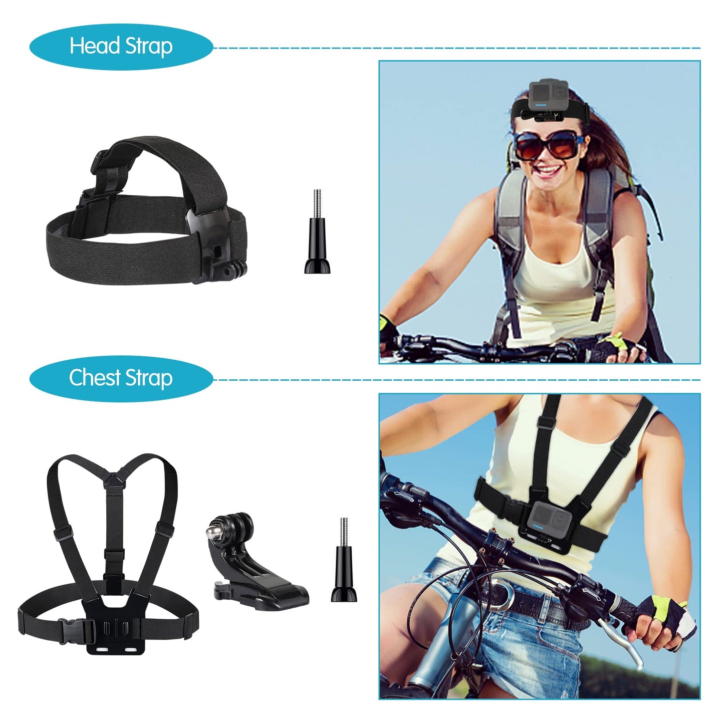 Kuptone Action Camera Accessory Kit for GoPro Hero 11/10/9/8/7/6/5, Insta360, DJI Osmo Action, AKASO (KPE-075)
