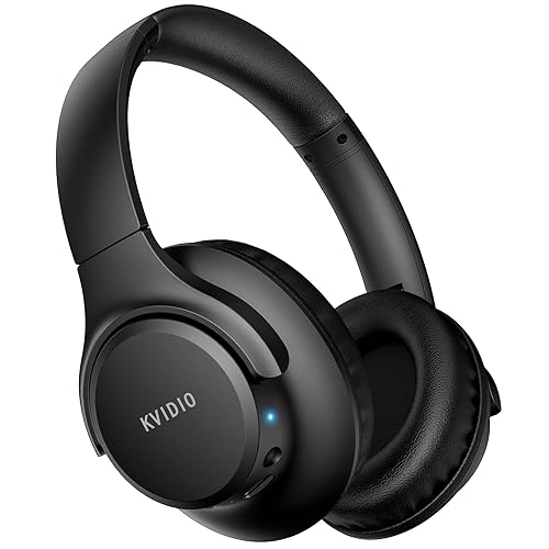 KVIDIO Bluetooth Headphones Over Ear, 65 Hours Playtime Wireless Headphones with Microphone, Foldable Lightweight Headset with Deep Bass, HiFi Stereo…