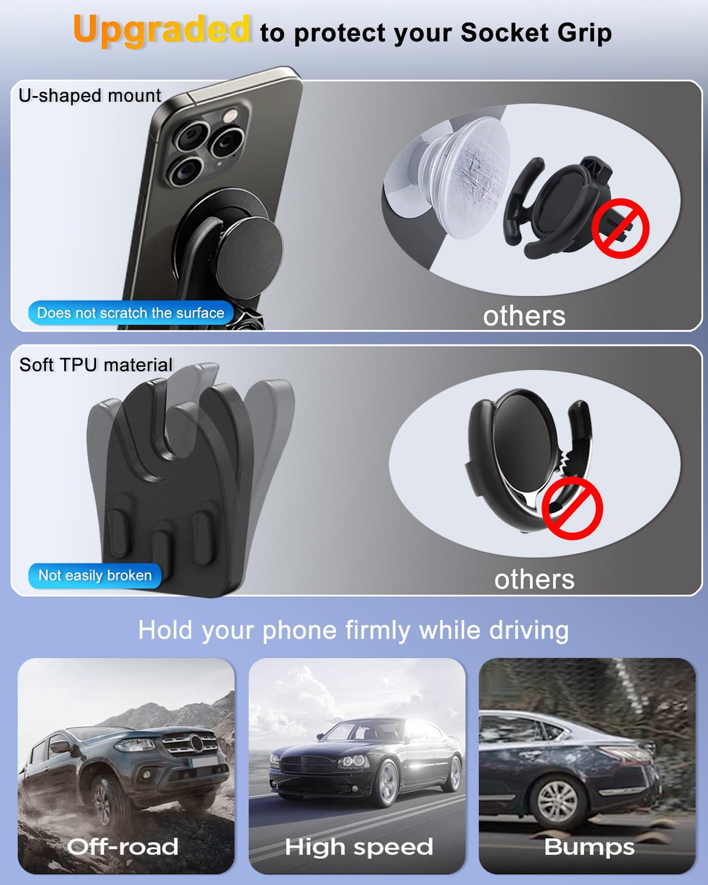 JCTRIWAY Car Mount for Pop Socket, Dashboard Windshield Car Phone Holder Compatible with Popsocket, Powerful Suction Cup Car Phone Mount Fits All
