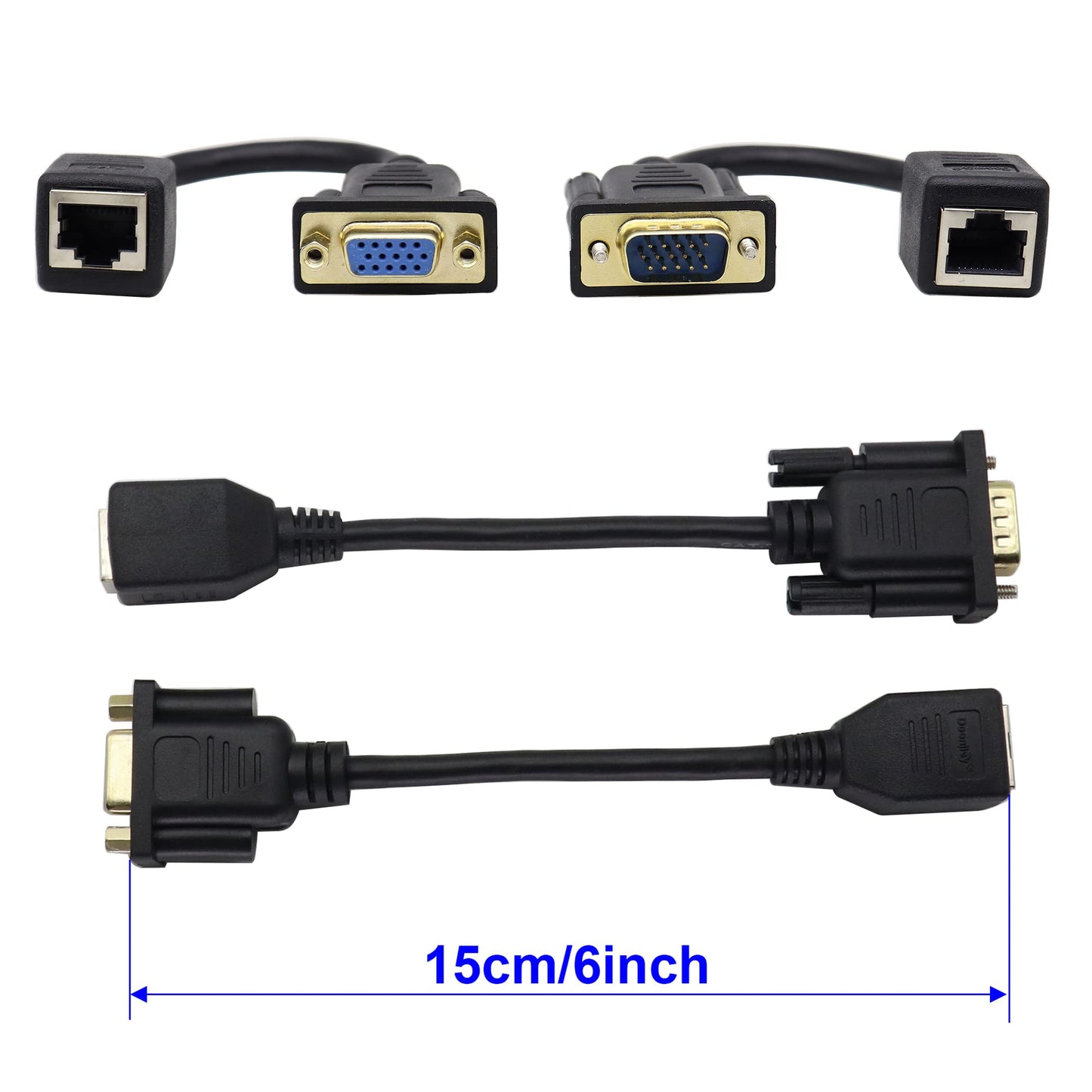 ZUYOOK VGA to RJ45 Adapter Cable RJ45 to VGA Cable, VGA 15-Pin Port Female&Male to RJ45 Female Cat5/6 Ethernet LAN Console for Multimedia
