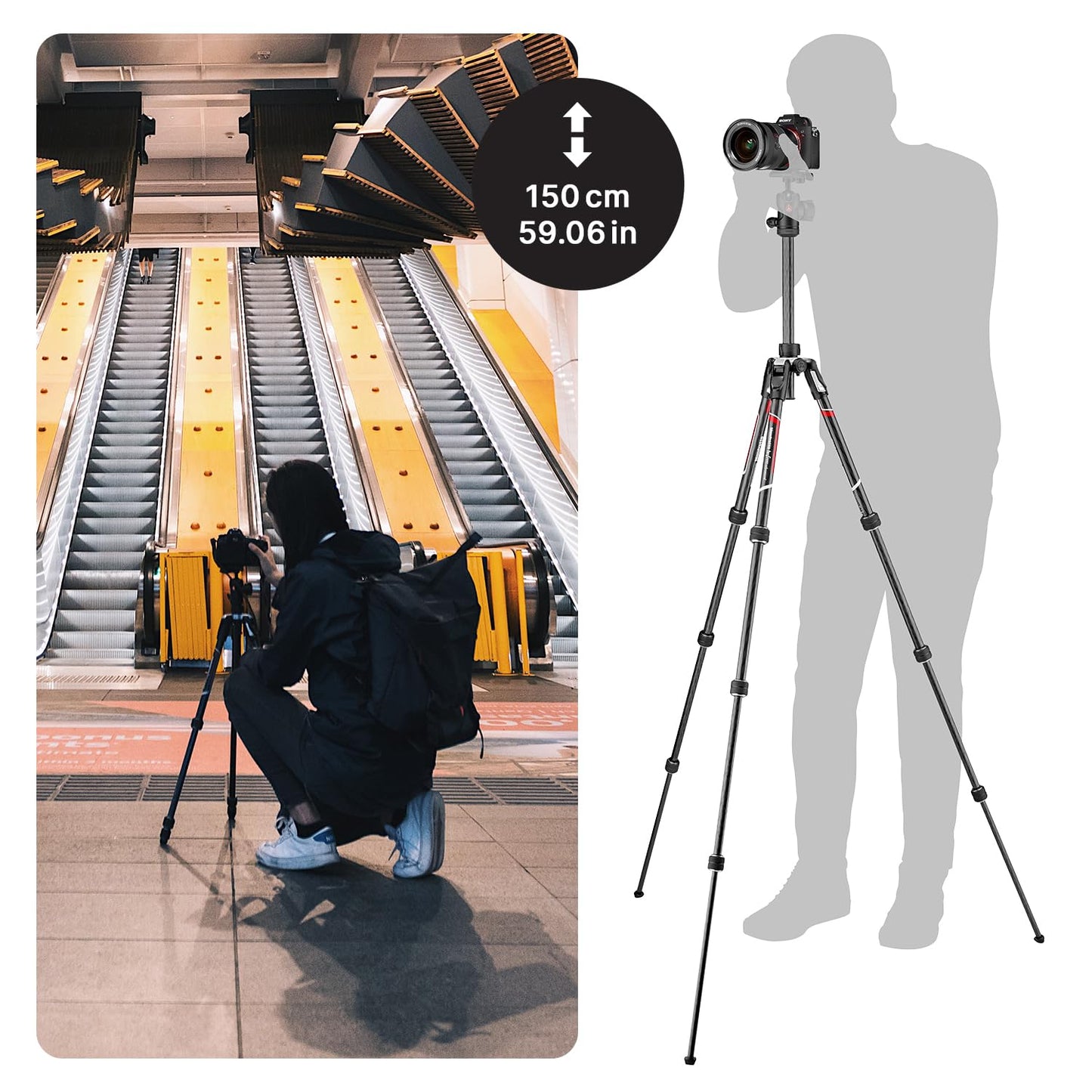 Manfrotto Befree Advanced Twist Camera Tripod Kit, Travel Tripod Kit with Fluid Head and Twist Closure, Portable and Compact, Carbon Camera Tripod