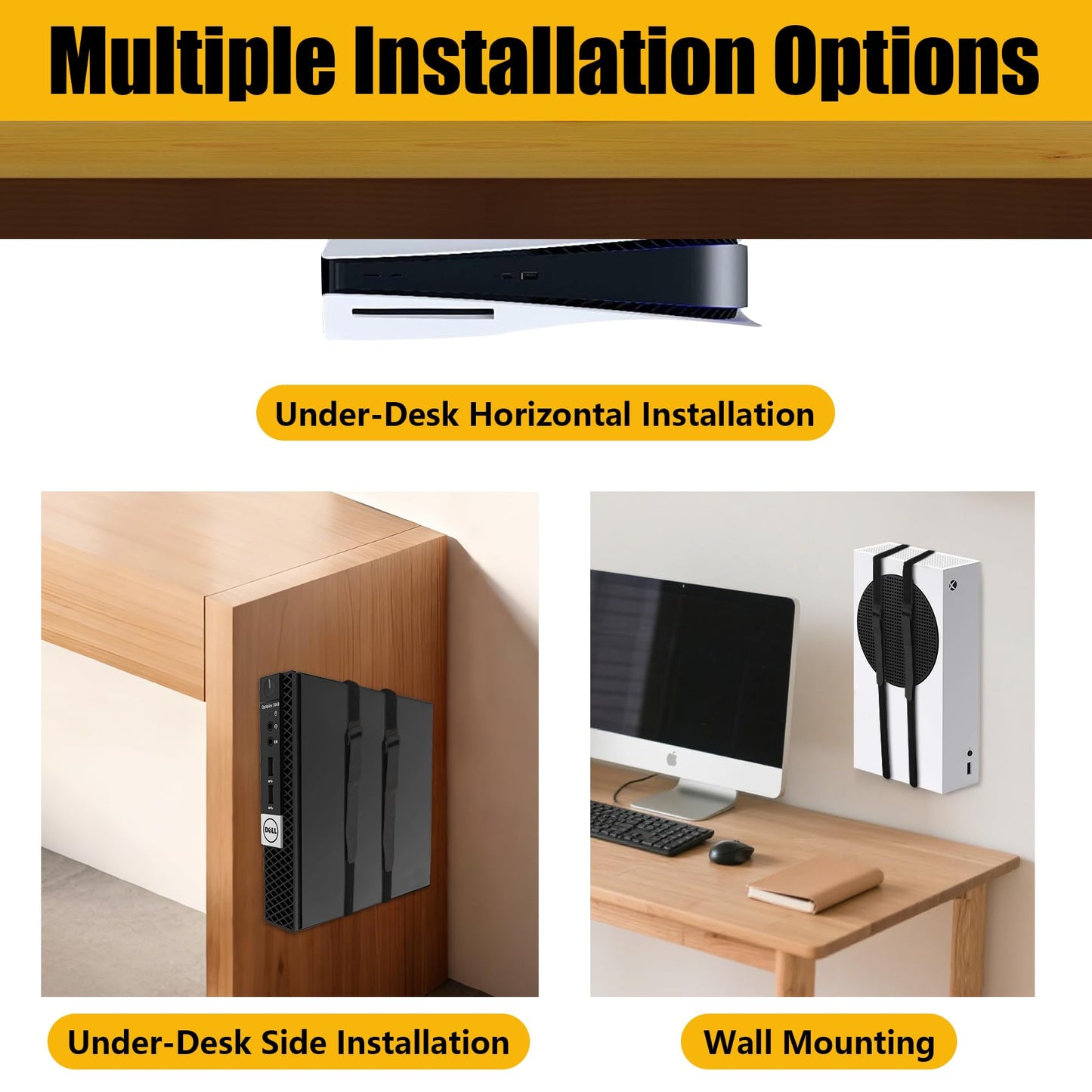 Freejia SFF Under Desk PC Mount and Wall Mount Bracket, Heavy-Duty Steel Adjustable CPU Holder for Small Form Factor Towers, UPS, Mini PC, Versatile