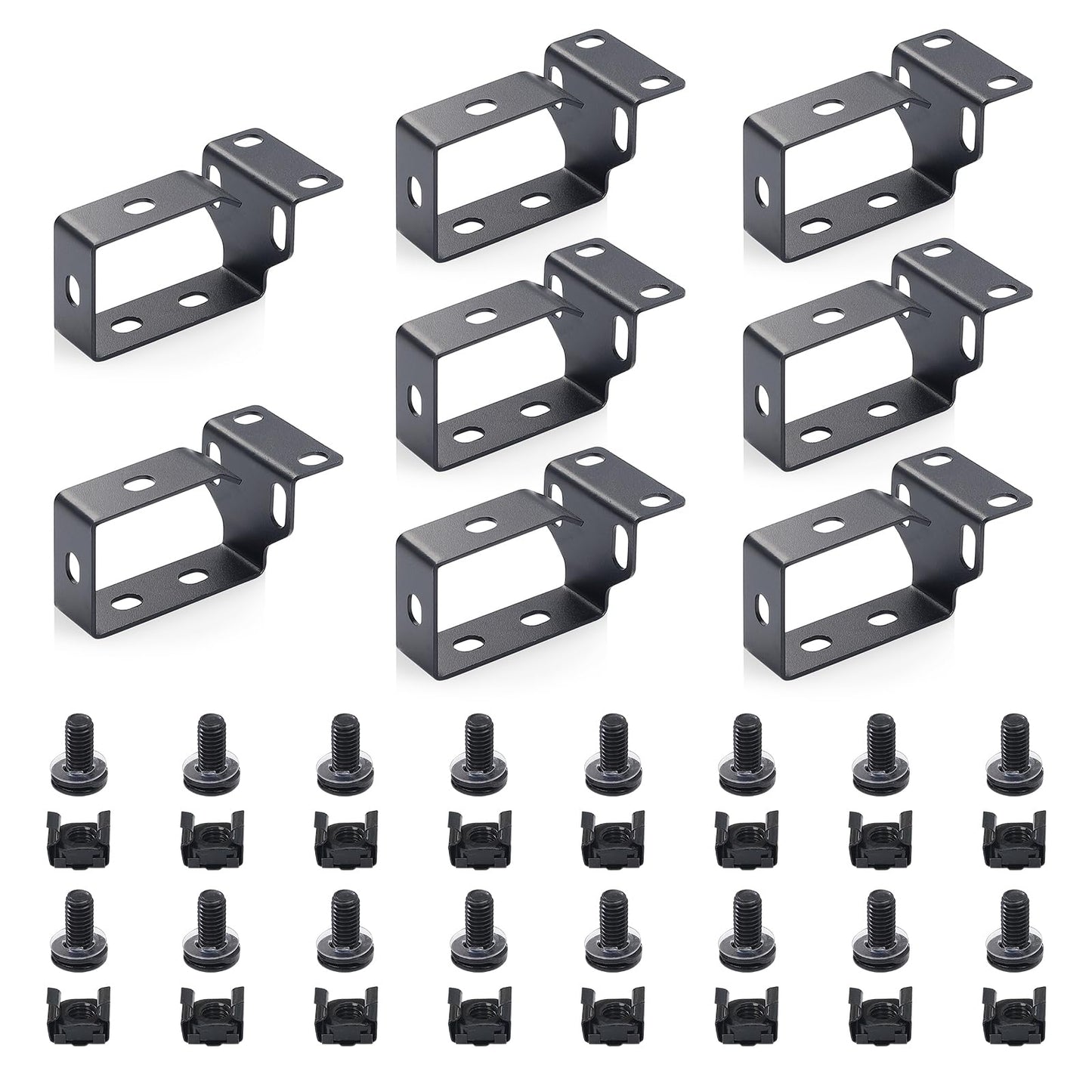 WikrOck 8 Pack Metallic Cable Manager D-Ring Hooks For Network Server Rack Cabinet, Cable Wire Management Bracket Mount Cords Organizer Ring Set Hooks