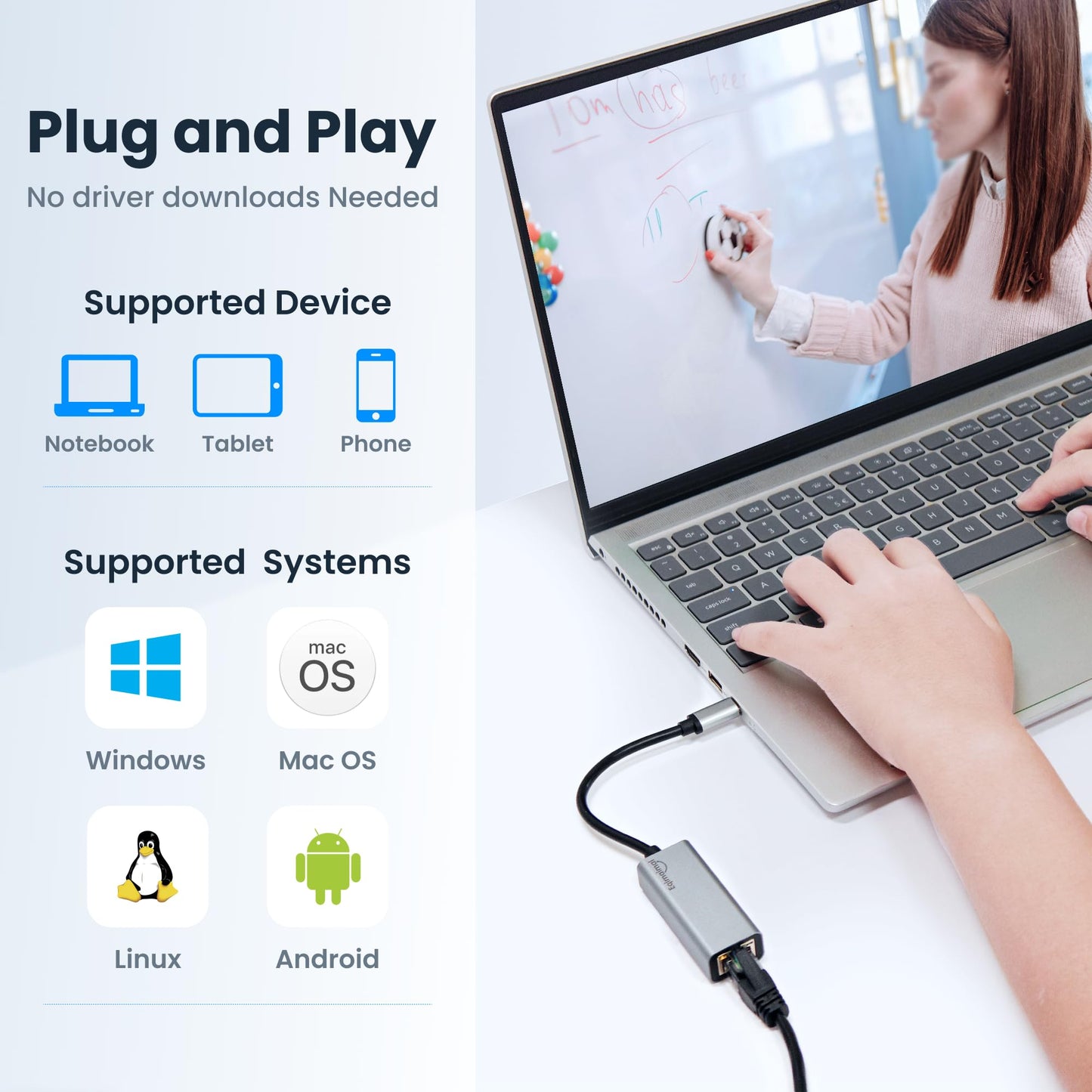 USB C to ethernet Adapter,Ethernet to USB c,TypeC to RJ45 Ethernet Adapter 1Gbps Gigabit Ethernet Compatibility for Mac,MacBook Pro/Air,Dell