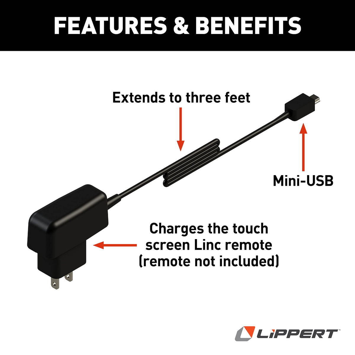 Lippert™ Replacement LCD Mini-USB Charger for Ground Control® 3.0 - Keep Your Automatic Leveling System Running Smoothly - Easy Replacement