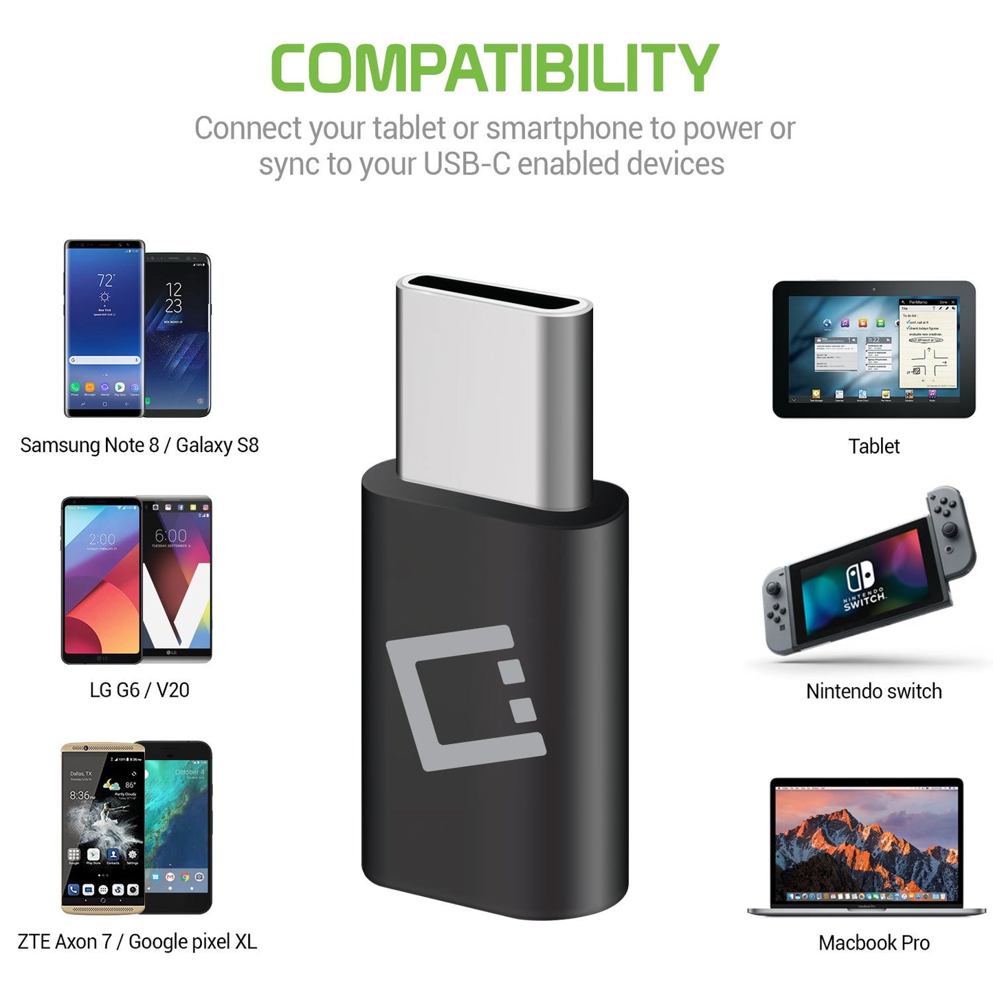 Cellet Micro USB to USB-C Adapter Connector Black (4 Pack)