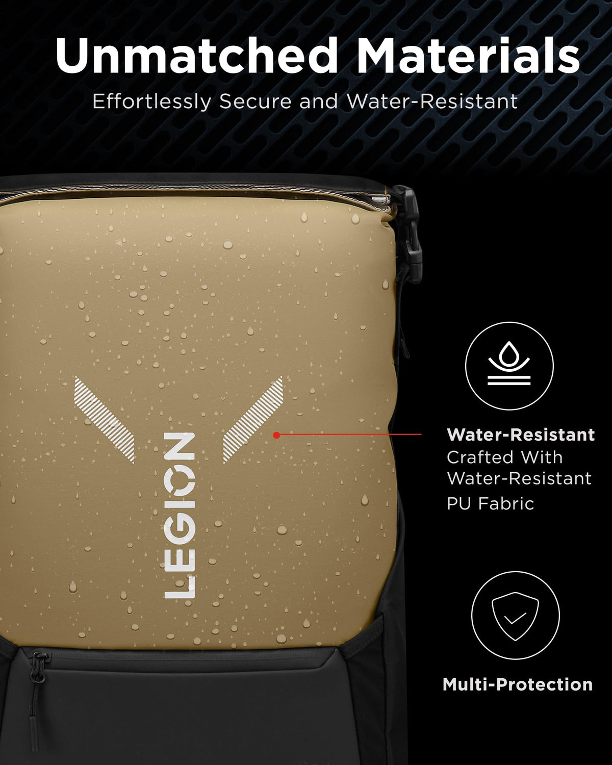 Lenovo Legion Gaming Laptop Backpack GB500, Expandable Capacity up to 25L, Fits 16-inch Laptops, Water Resistant