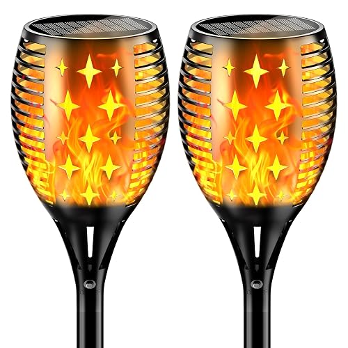 YoungPower 43'' Large Solar Torch Lights Flickering Flames Torches, Waterproof Outdoor Flame Decoration Lighting for Yard Driveway, 2 Pack