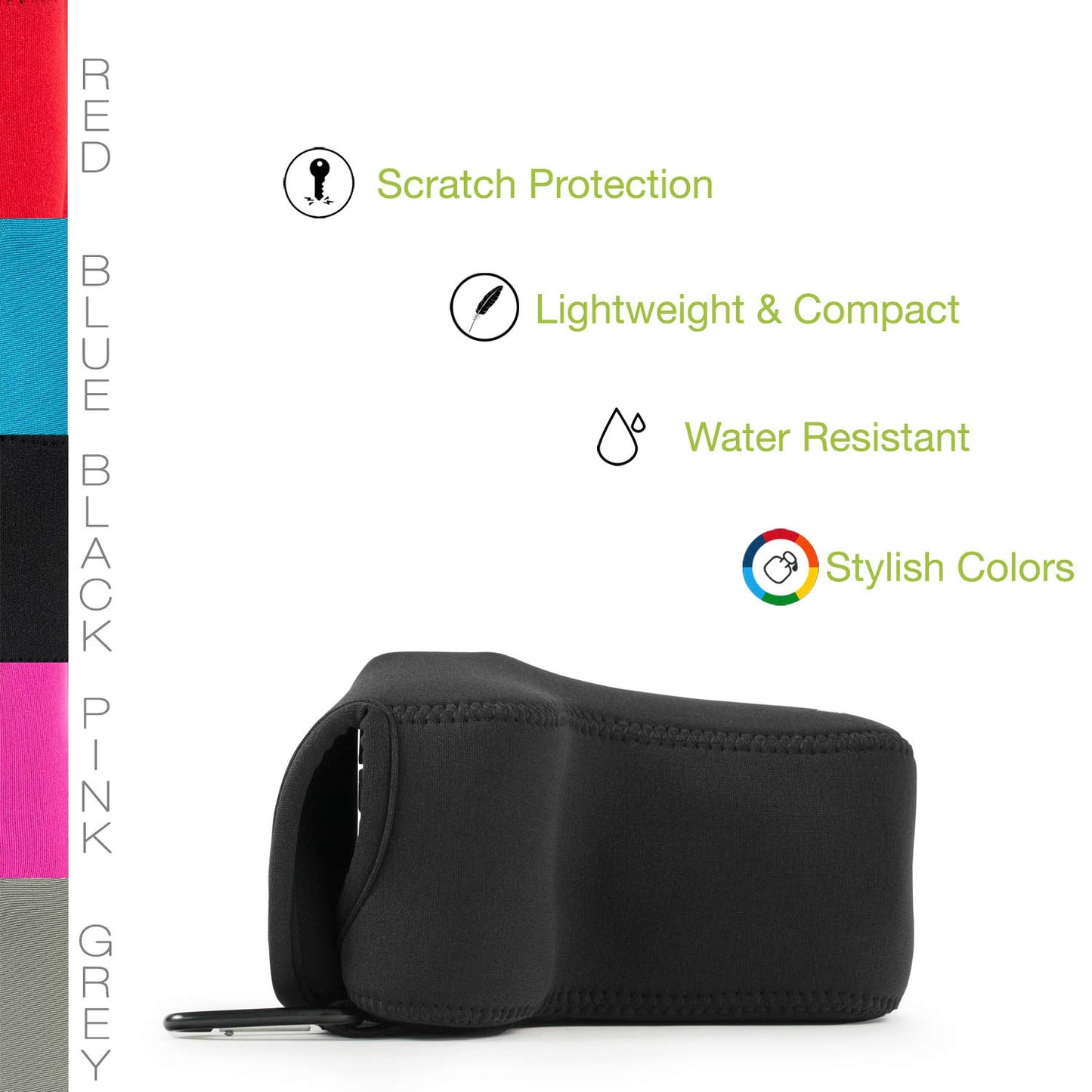 MegaGear Olympus OM-D E-M5 Mark II 12-40mm Ultra Light Neoprene Camera Case, with Carabiner - Black - MG1196