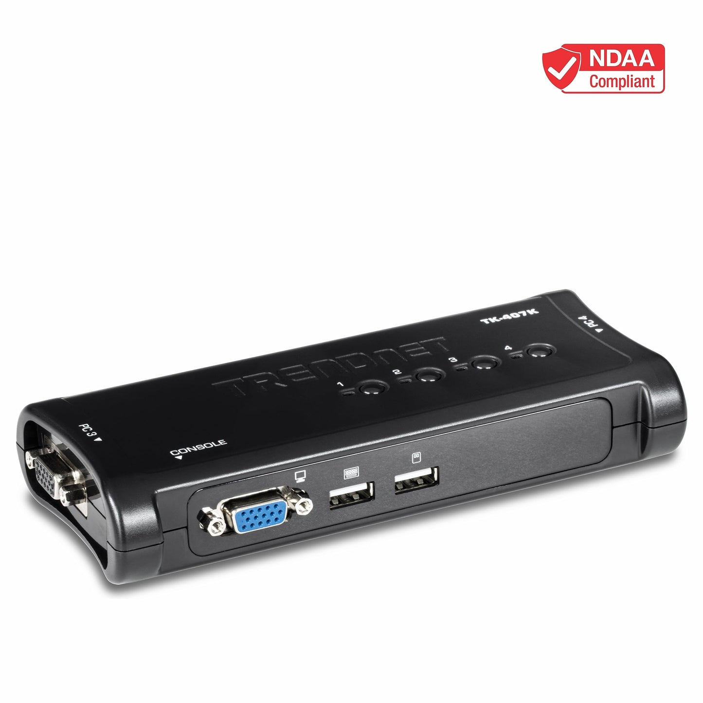 TRENDnet 4-Port USB KVM Switch, TK-407K, Control Up to 4 Computers, Windows, Linux, Mac OS Compliant, 2048 x 1536 VGA Resolution, NDAA & TAA