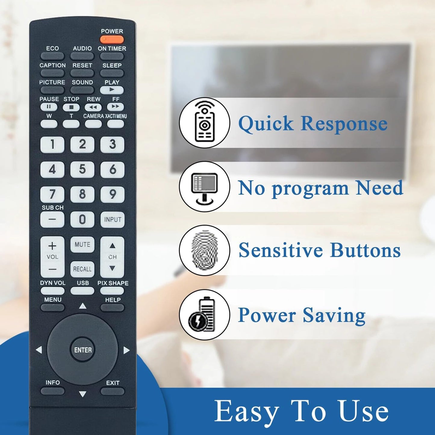 Replacement Remote Control for Sanyo GXEB GXEA TV DP46840 DP55441 DP40142 DP50710 DP52449 DP50749 DP50740 DP52440 LCD42E30FA DP32640 DP37840 DP42840