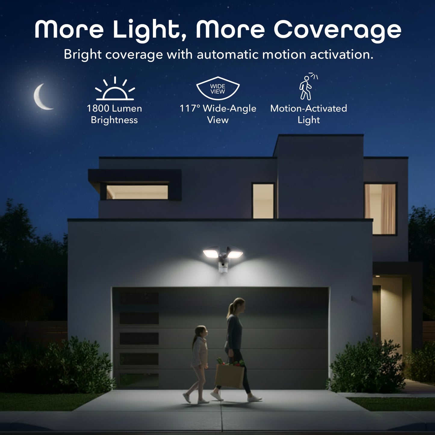 Geeni Lighthawk Smart Floodlight Camera - 3MP Ultra-HD Video, 1800 Lumens, Motion-Activated Security Light, Two-Way Audio, & Built-in Siren