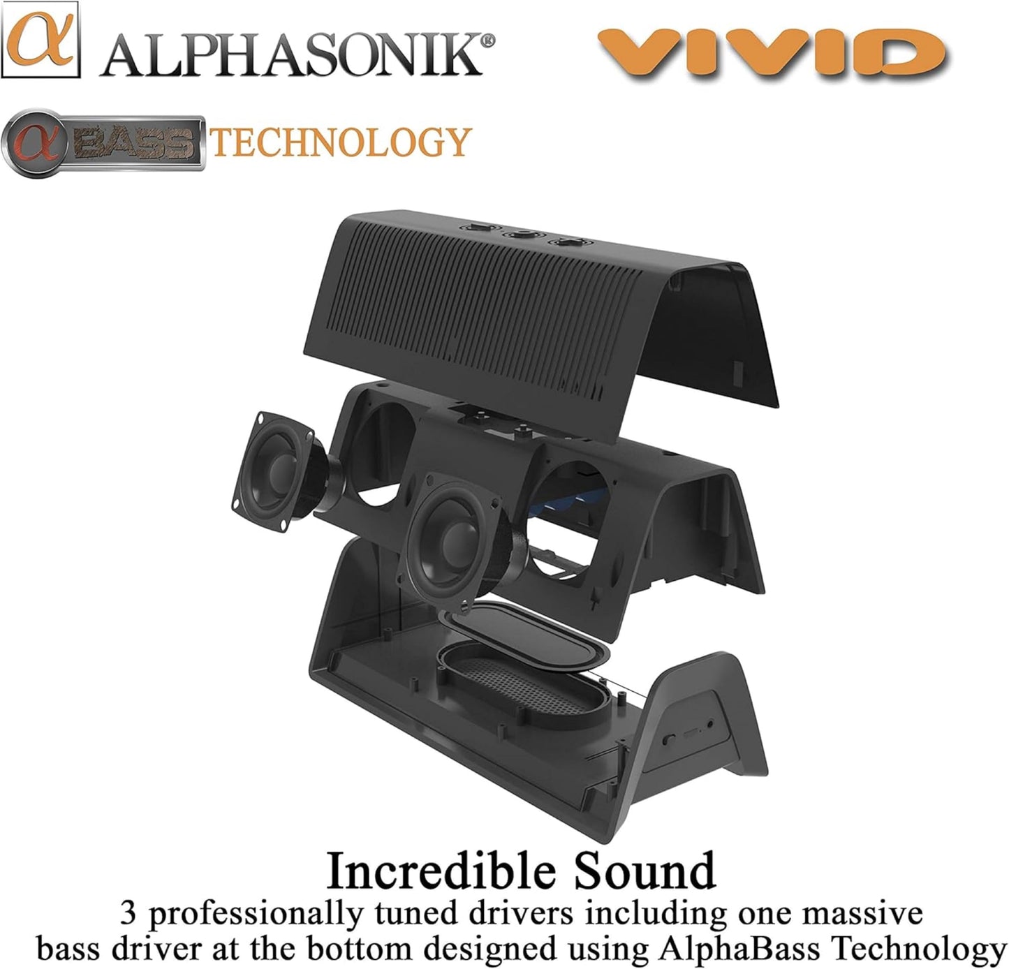 Alphasonik VIVID Home Wireless Bluetooth Portable Speaker with HD Sound and Bass, Built-in Mic, Micro USB, Auxilliary 3.5mm and Built in 2000mah long