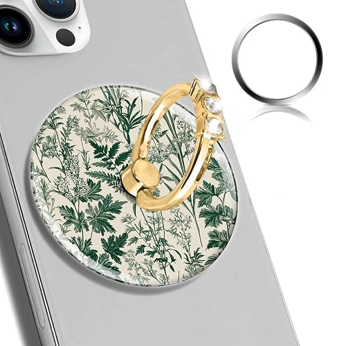 DANHRO Magnetic Phone Ring Holder Compatible with MagSafe, Cute Phone Grip Stand with 360° Rotation Gold Glitter Finger Ring Kickstand Accessories