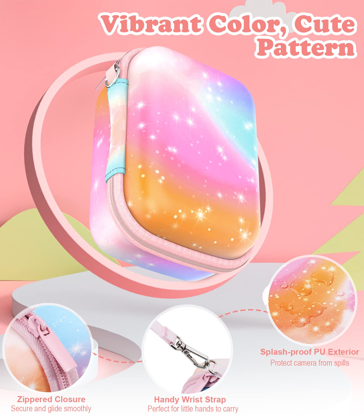 MoKo Kids Camera Case Compatible with Seckton/Goopow/CIMELR/Ourlife/OZMI/GKTZ/Dylanto/PROGRACE/Rindol/Dwfit/hyleton Digital & Video Camera, PU Hard