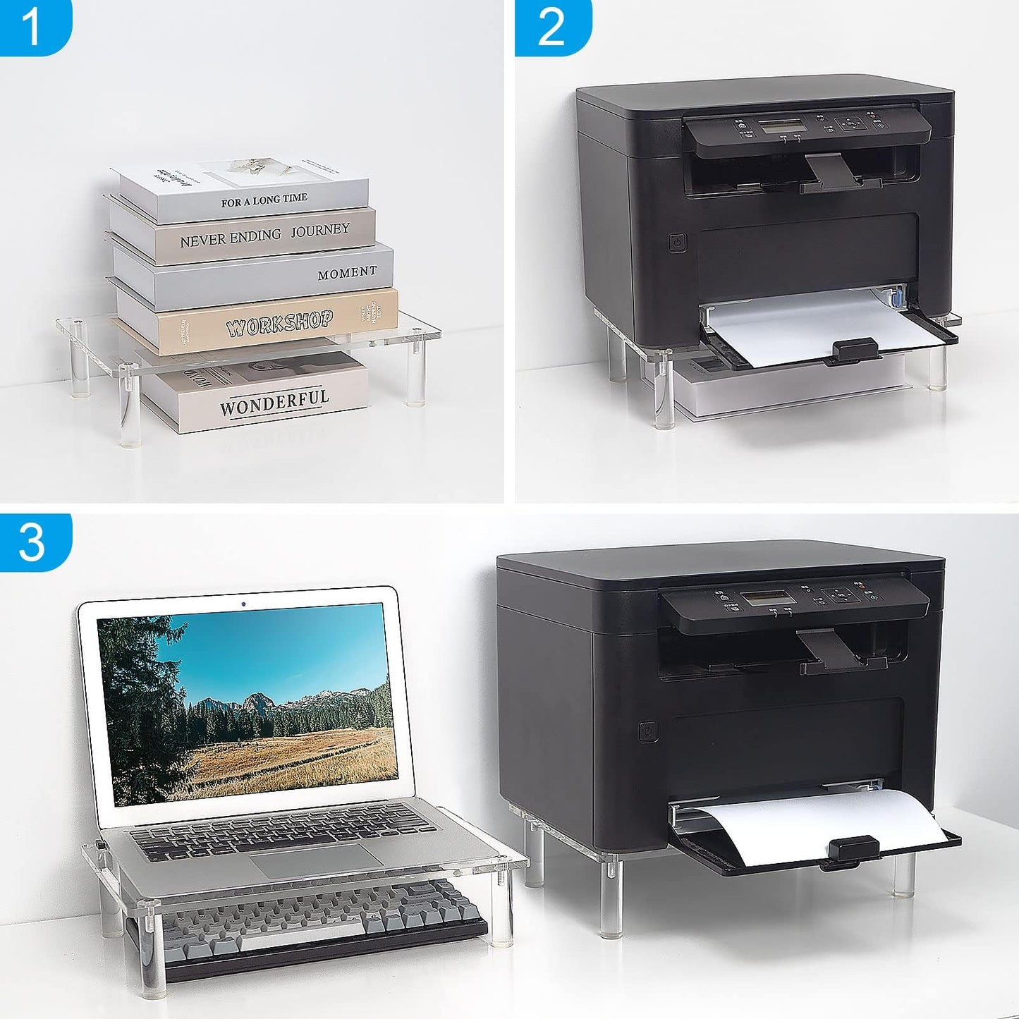 Sumerflos Clear Acrylic Monitor Laptop Stand, Sturdy and Save Space Computer Laptop Monitor Riser Stand for Home Office Desktop Universal Stand