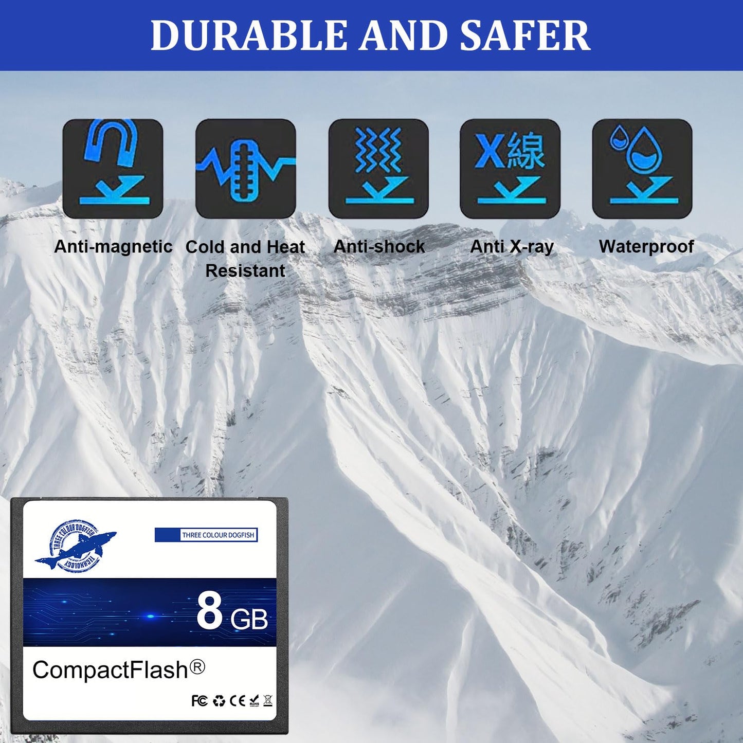 Dogfish Compact Flash Memory Card 8GB 2PACK 133X FAT32 CF Cards for Vintage Digital Camera
