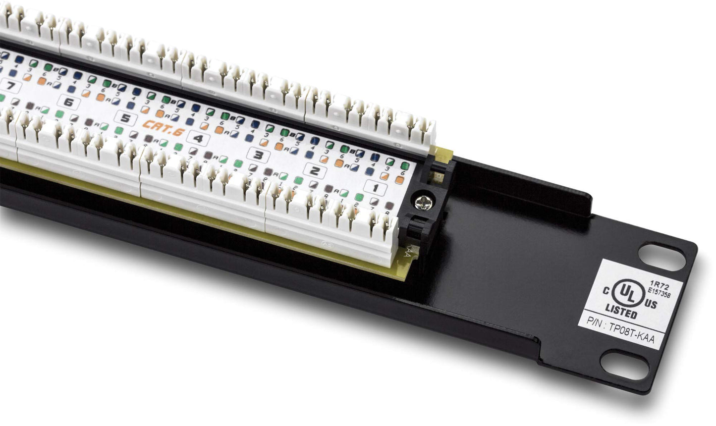 TRENDnet 8-Port Cat6 Unshielded Patch Panel, TC-P08C6, Rackmount, 10 Inch Wide, 8 x Gigabit RJ-45 Ethernet Ports, Pre-Numbered Ports, 250 Mhz