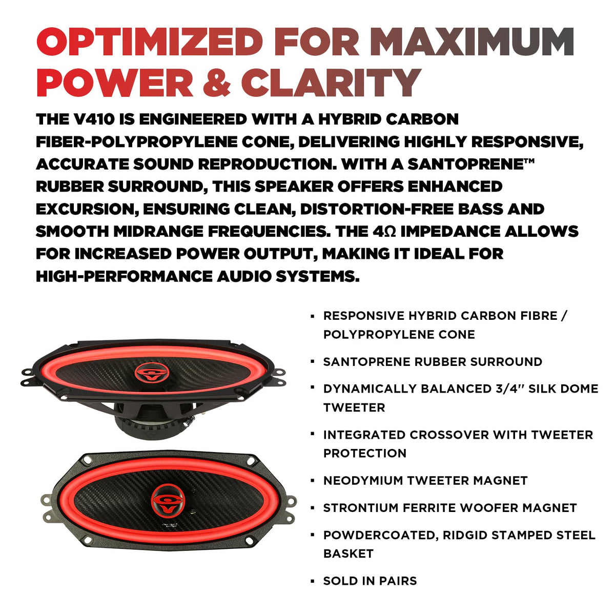 CERWIN-VEGA! V410 4"× 10" VEGA 2-Way 270 Watts 4 Ohm Coaxial Full Range Speakers(Pair)