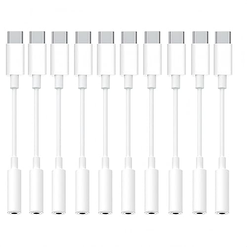 10 Pack Usbc to 3.5mm Jack Audio Adapter,The Headphone Adapter to USB C Compatible with iPhone 17/16/15 Series,Samsung Galaxy S25,S24,S23 Ultra,Note