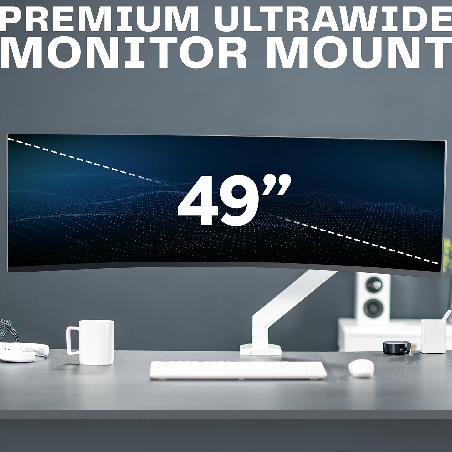 VIVO Premium Aluminum Heavy Duty Monitor Arm for Ultrawide Monitors up to 49 inches and 33 lbs, Single Desk Mount Stand, Pneumatic Height, Max VESA
