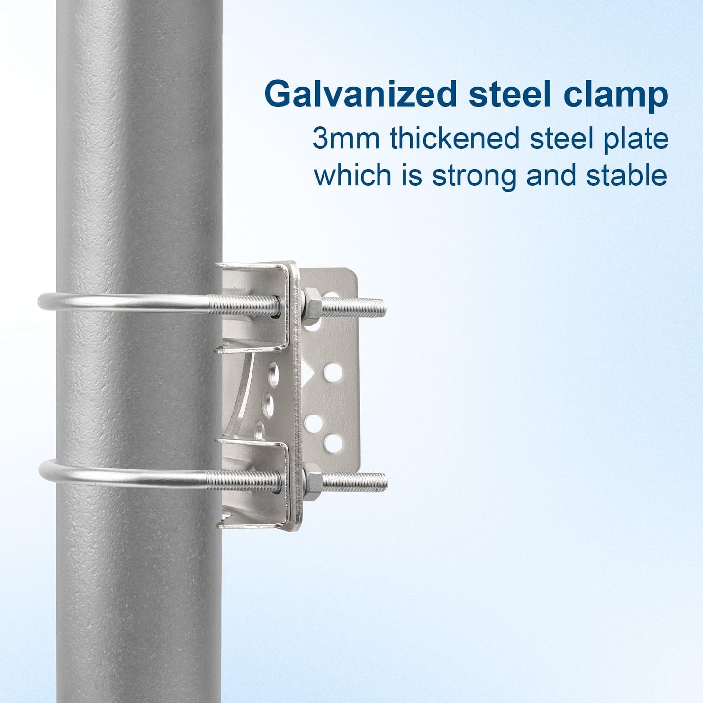 MOOKEERF Antenna Mast Clamp, Mount Bracket with Double U-Bolts, Starlink Mount for Home Antenna Pole Holder, Adjustable Angle