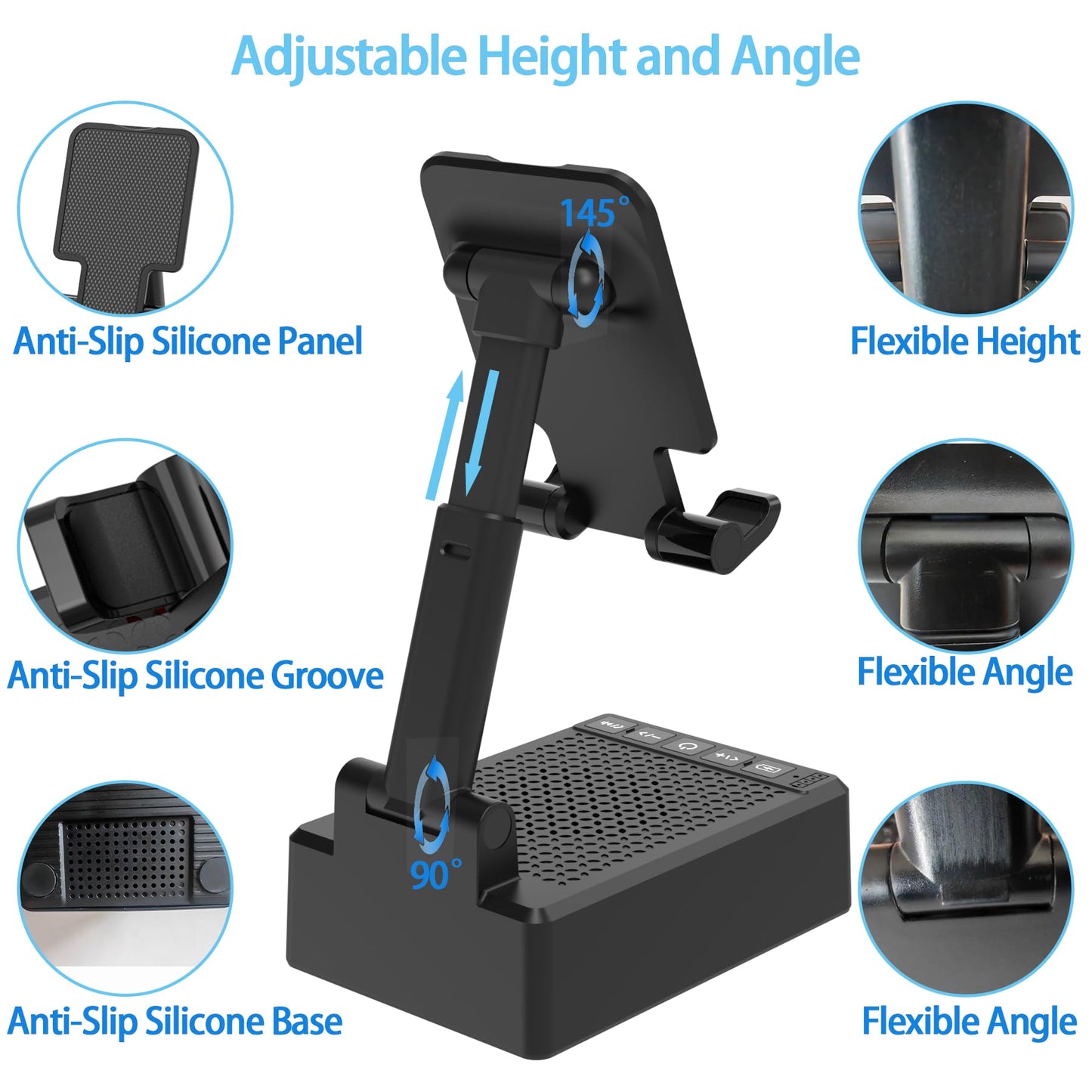 Gifts for Men Women,Cell Phone Stand with Wireless Bluetooth Speaker Anti-Slip Base HD Surround Sound Compatible with iPhone Smartphones,Cool Gadgets