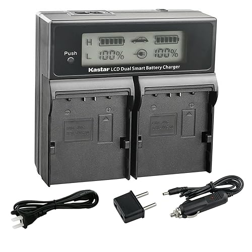 Kastar SSL-JVC50 CH04 LCD Dual Fast Charger Compatible with JVC GY-HM250 GY-HM250SP, GY-HM600, GY-HM600E, GY-HM600EC, GY-HM620U, GY-HM650, GY-HM650U